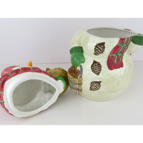 BICO Snowman Cookie Jar 11” Ceramic Holiday Gingerbread Christmas Kitchen Decor - Picture 8 of 14